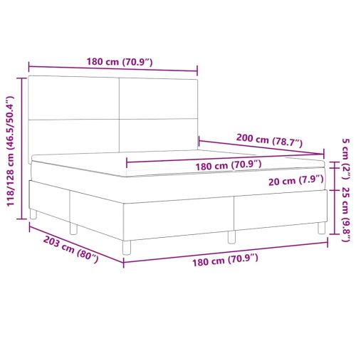 Легло с пружинирана основа Слонова кост и бяло 180 x 200 cm