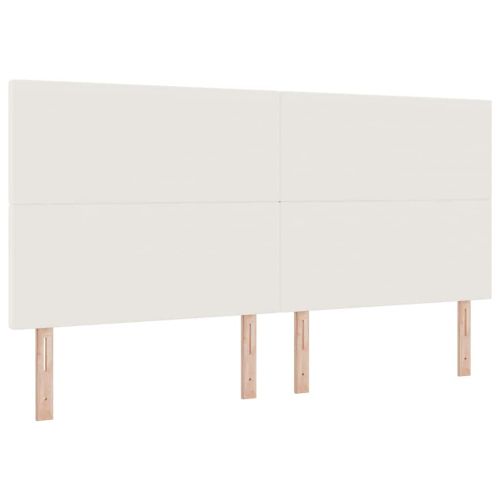 Легло с пружинирана основа Слонова кост и бяло 200 x 200 cm