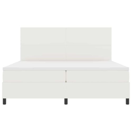 Легло с пружинирана основа Слонова кост и бяло 200 x 200 cm