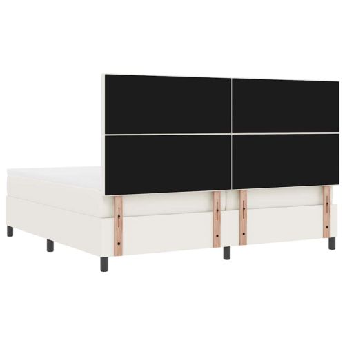 Легло с пружинирана основа Слонова кост и бяло 200 x 200 cm