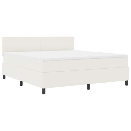 LED кутия за пружини с легло Слонова кост и бяло 180 x 200 cm