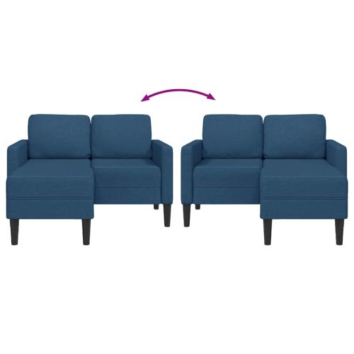 Двуместен диван с шезлонг в L-образна форма Син 125 см плат