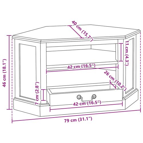Ъгловшкафзателевизор с чекмедже Естествен 79 x 40 x 46 см