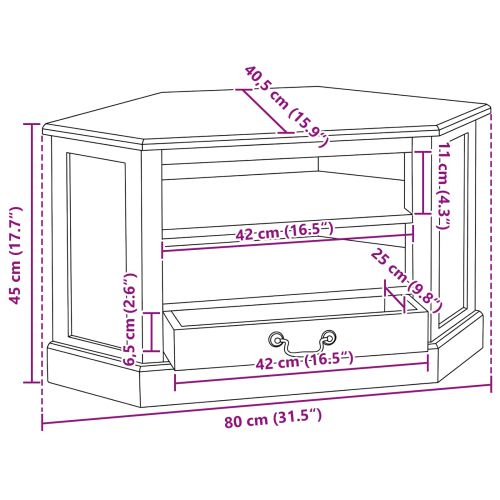 Ъгловшкафзателевизор с чекмедже Кафяво 79 x 40 x 46 см