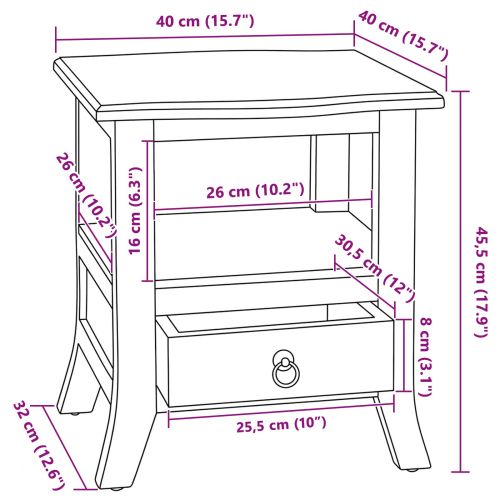 Нощен шкаф Естествен 40 x 40 x 45,5 см Масивно махагоново дърво