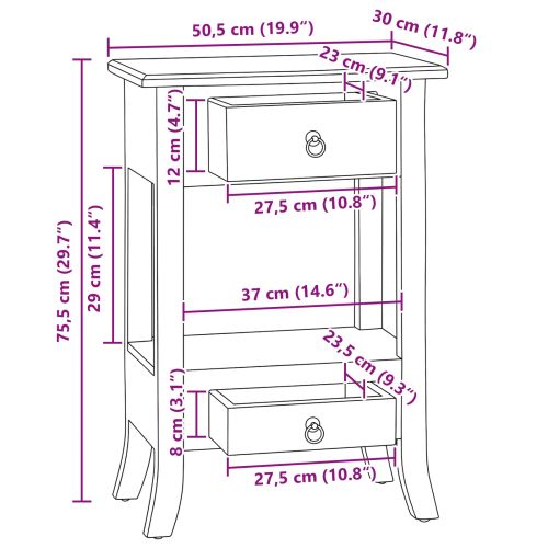 Конзолна маса с чекмедже Естествен 50,5 x 30 x 75,5 см