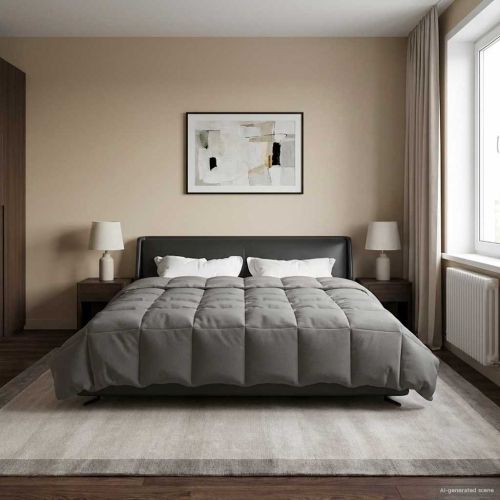 Летен юрган Патичено Светлосиво 200 x 240 cm Микрофибър