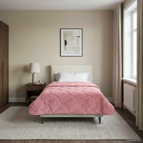 Летен юрган Розово 140 x 220 cm Микрофибър и тедди флийс