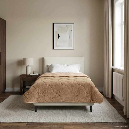 Летен юрган Таупе 135 x 220 см Микрофибър и тедди флийс