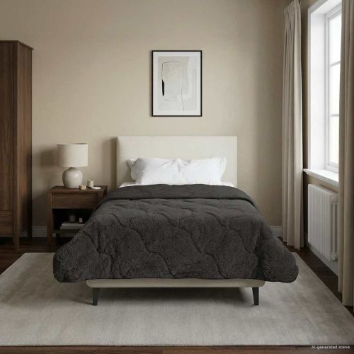 Пълно годишно юрганче Патичено Антрацит 155 x 200 см