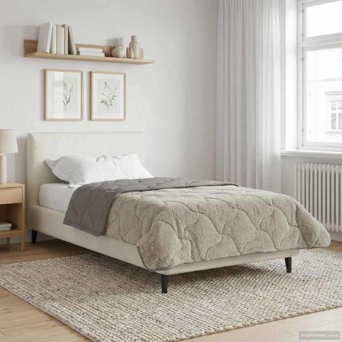 Зимен юрган Светлосиво 140 x 220 cm Микрофибър и тедди флийс