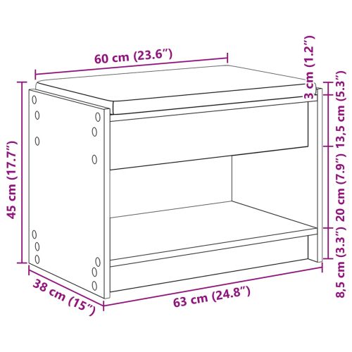 Пейка за коридор Пушена Дъб 63 x 38 x 45 см