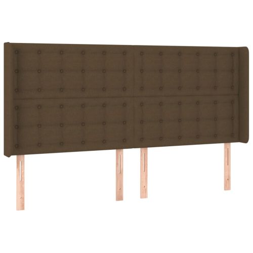 Боксспринг легло с матрак и LED, тъмнокафяво, 160x200 см, плат