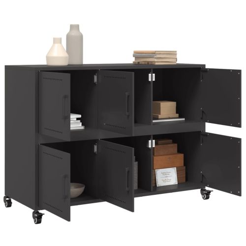 Бюфет, черен, 100,5x39x72 см, стомана