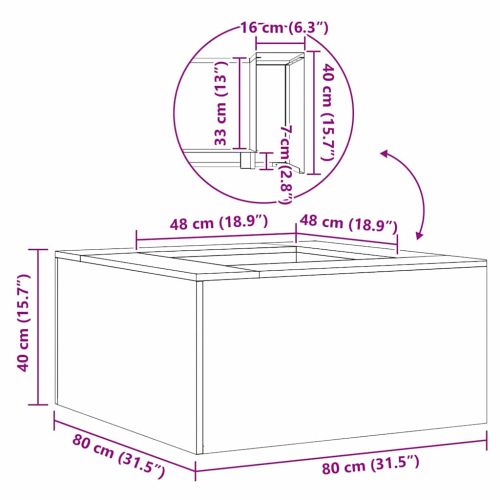 Огнище Черно 80 x 80 x 40 cm Стомана