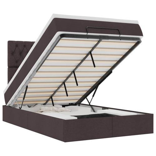 Османска легло с матрак и LED, тъмнокафяво, 120x200 см, плат