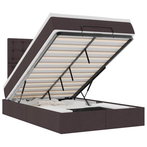 Османска легло с матрак и LED, тъмнокафяво, 120x200 см, плат