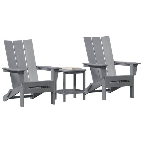 Градински стол 3 pcs Светлосиво 80.5 x 74.5 x 92 см Полиетилен