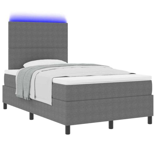 LED кутия за пружини с легло Светлосив и бял 120 x 190 cm