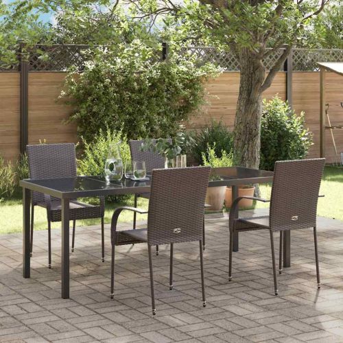 Комплект за хранене в градината 5 pcs Кафяво