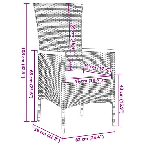 Комплект за хранене в градината с възглавница 9 pcs Черно