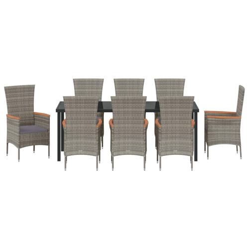 Комплект за хранене в градината с възглавница 9 pcs Сив