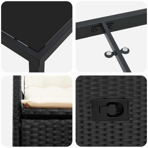 Комплект за хранене в градината 9 pcs Черно полиратан