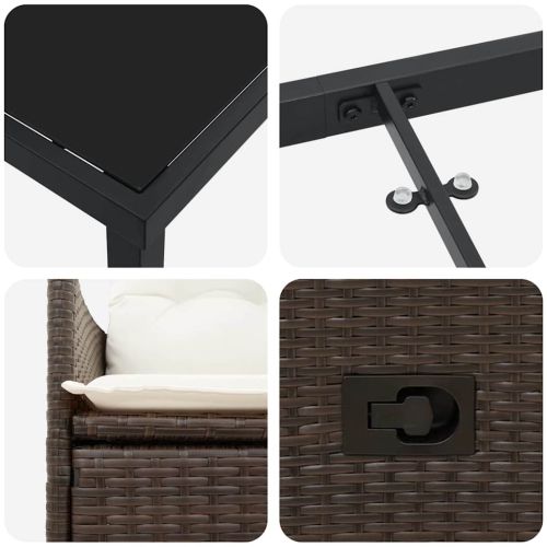 Комплект за хранене в градината 7 pcs Кафяво полиратан