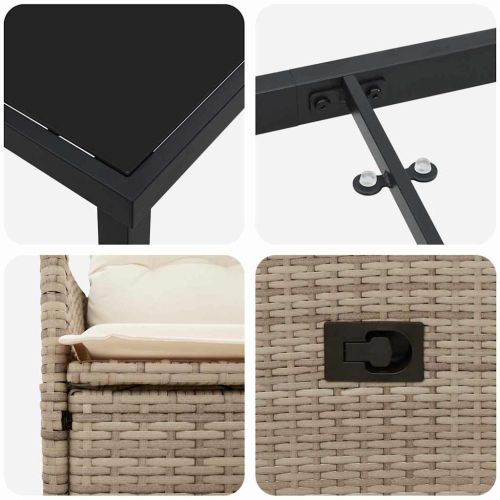 Комплект за хранене в градината 9 pcs Бежово полиратан