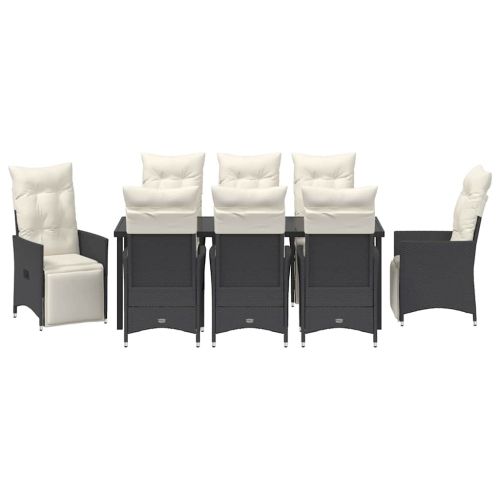 Комплект за хранене в градината 9 pcs Черно полиратан