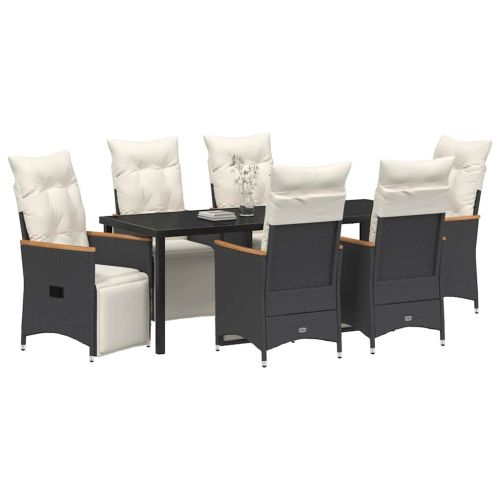 Комплект за хранене в градината 7 pcs Черно полиратан