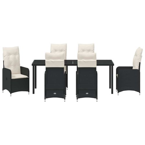 Комплект за хранене в градината 7 pcs Черно полиратан