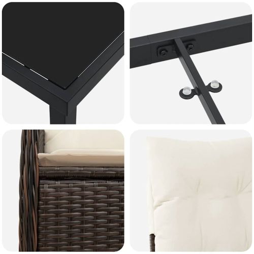 Комплект за хранене в градината 7 pcs Кафяво полиратан