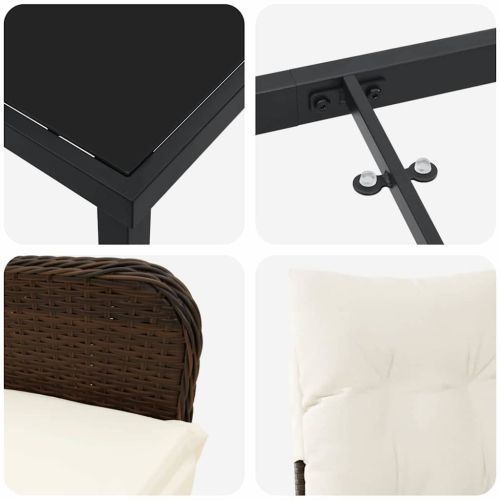 Комплект за хранене в градината 7 pcs Кафяво полиратан