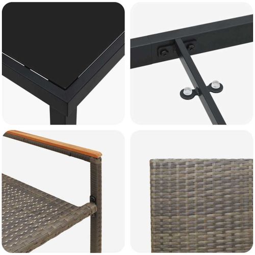 Комплект за хранене в градината 7 pcs Сив полиратан