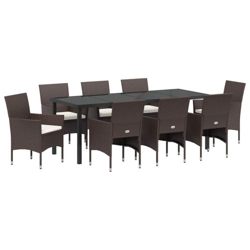 Комплект за хранене в градината 9 pcs Кафяво полиратан