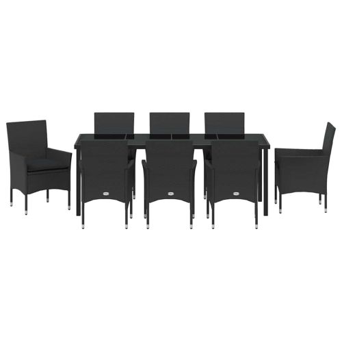 Комплект за хранене в градината 9 pcs Черно полиратан