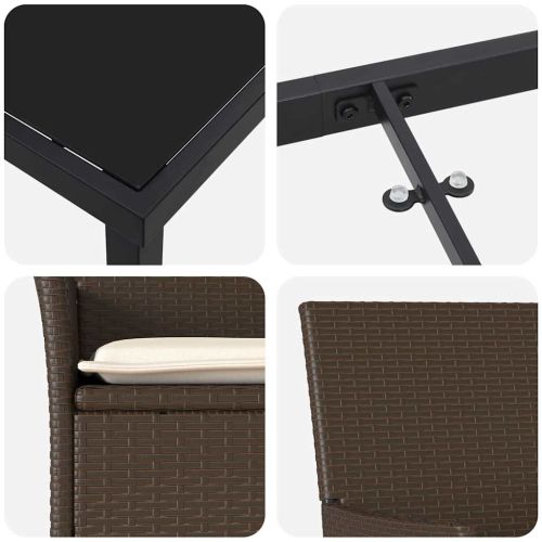 Комплект за хранене в градината 7 pcs Кафяво полиратан