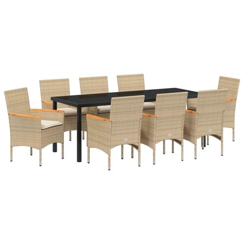 Комплект за хранене в градината 9 pcs Бежово полиратан