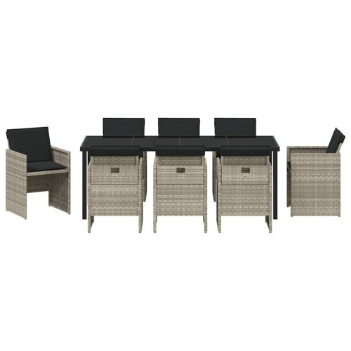 Комплект за хранене в градината 9 pcs Светлосиво полиратан