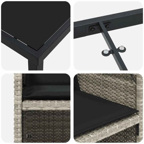 Комплект за хранене в градината 9 pcs Светлосиво полиратан