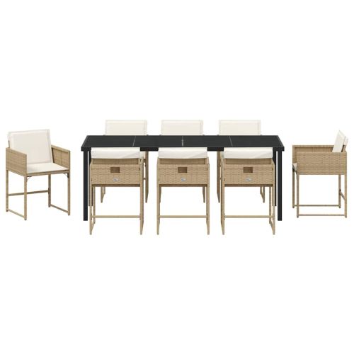 Комплект за хранене в градината 9 pcs Бежово полиратан