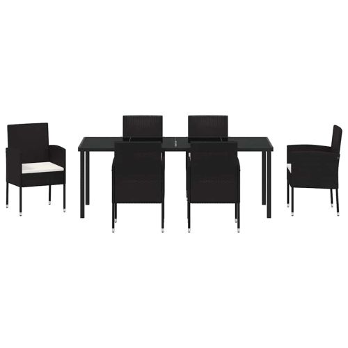 Комплект за хранене в градината 7 pcs Черно полиратан