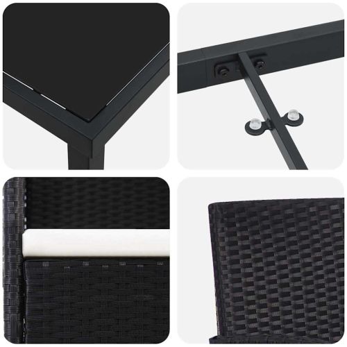 Комплект за хранене в градината 7 pcs Черно полиратан