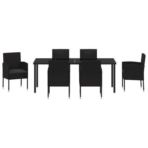 Комплект за хранене в градината 7 pcs Черно полиратан