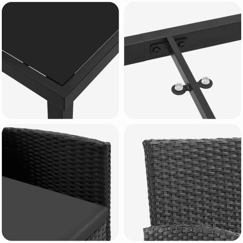 Комплект за хранене в градината 9 pcs Черно полиратан