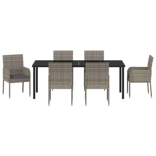 Комплект за хранене в градината 7 pcs Сив полиратан