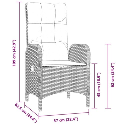 Комплект за хранене в градината 9 pcs Черно полиратан