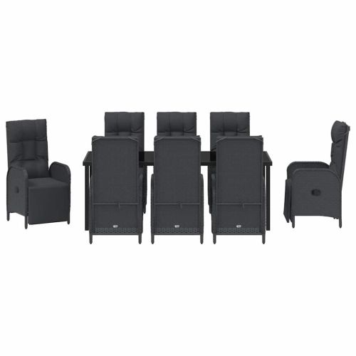 Комплект за хранене в градината 9 pcs Черно полиратан