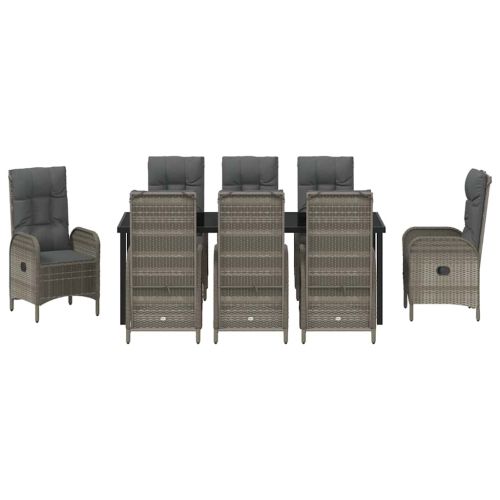 Комплект за хранене в градината 9 pcs Сив полиратан